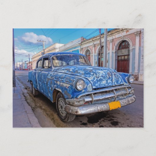 De Amerikaanse auto in Cienfuegos, Cuba briefkaart (Voorkant)