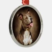 De Amerikaanse Blauwe Pit-Bull Metalen Ornament (Rechts)