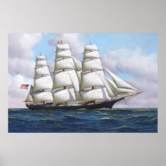 De Amerikaanse Clipper Flying Cloud op volle toere Poster