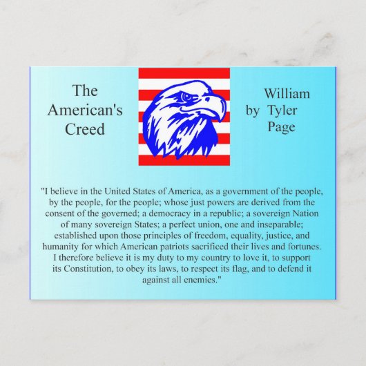 De Amerikaanse Creed Briefkaart (Voorkant)