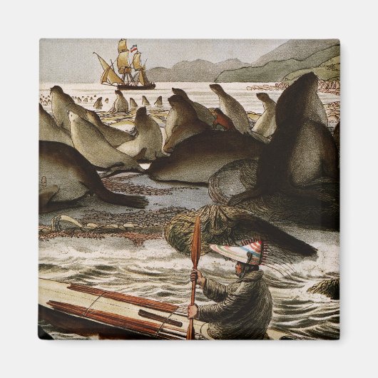 De Amerikaanse draak in een expeditie, George Catl Magneet (Voorkant)