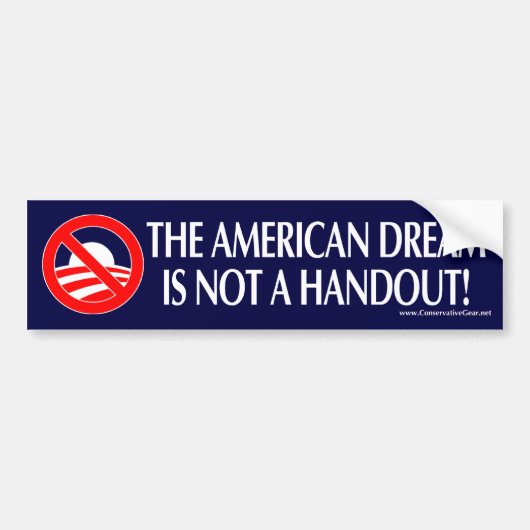 De Amerikaanse droom is geen handout Bumpersticker (Voorkant)