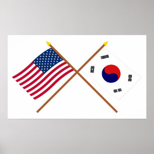 De Amerikaanse en Zuid-Koreaanse Kroatische vlagge Poster