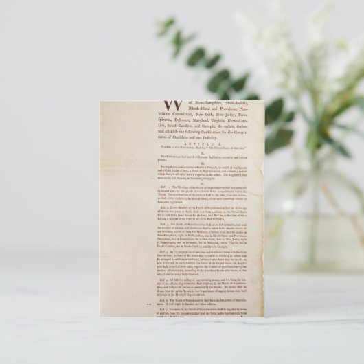 De Amerikaanse grondwet, 1787 Briefkaart (Staand voorkant)