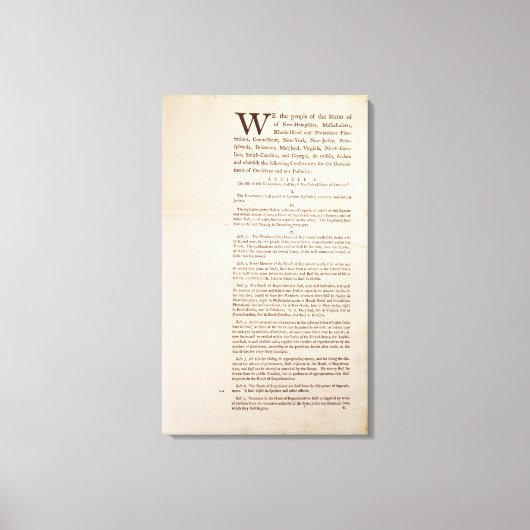 De Amerikaanse grondwet, 1787 Canvas Afdruk (Voorkant)