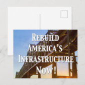 De Amerikaanse infrastructuur nu opnieuw opbouwen! Briefkaart (Voorkant / Achterkant)
