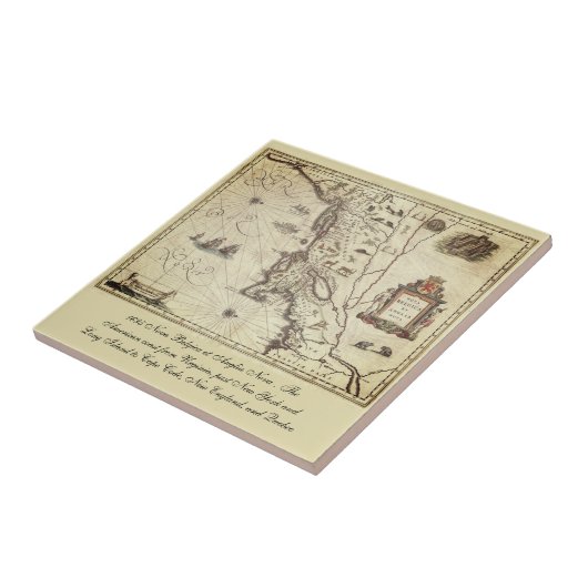 De Amerikaanse kust  Rare Kaart Tegeltje (Zijkant)