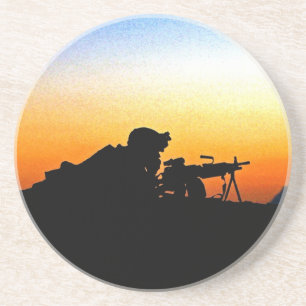 De Amerikaanse marine corps' Hymn Zandsteen Onderzetter