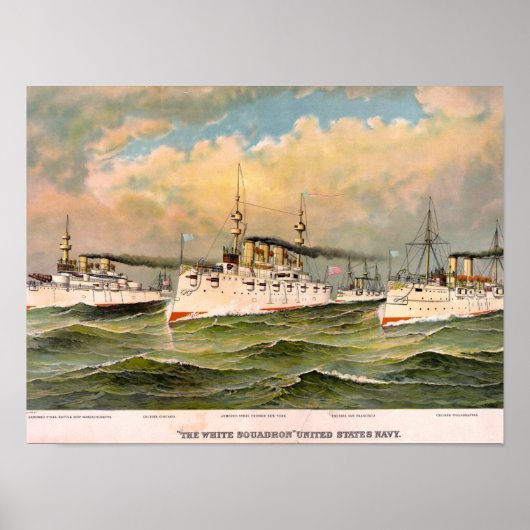 De Amerikaanse marine "The white squadron",  Poster (Voorkant)