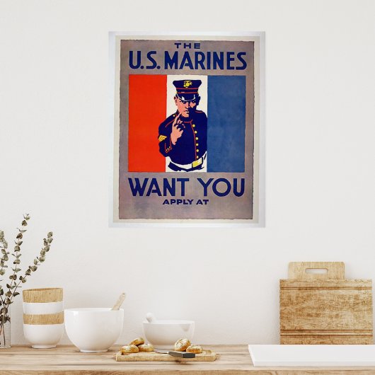 De Amerikaanse MARINES willen je Poster (Keuken)