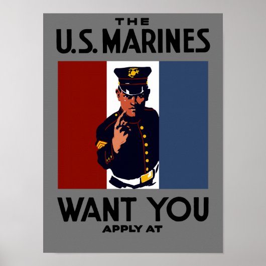 De Amerikaanse mariniers willen je — WWI Poster (Voorkant)
