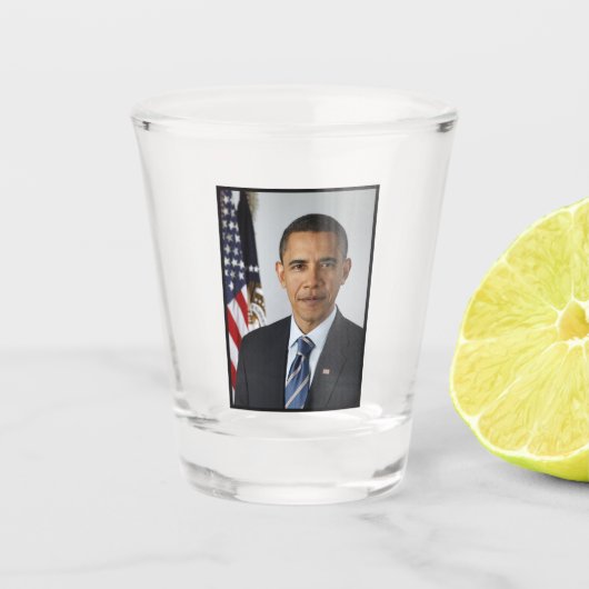 De Amerikaanse president Barack Obama in het Witte Shot Glas (Voorkant)
