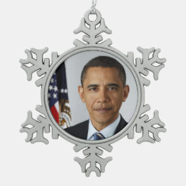 De Amerikaanse president Barack Obama in het Witte Tin Sneeuwvlok Ornament