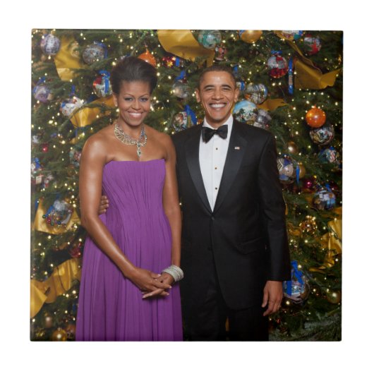 De Amerikaanse president Barack Obama op een kerst Tegeltje (Voorkant)