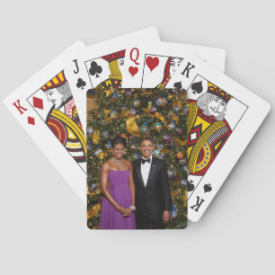 De Amerikaanse president Barack Obama op het kerst Pokerkaarten