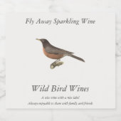De Amerikaanse Robin (Turdus migratorius) NY Birds Sparkling Wijnetiket (Enkel label)