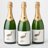 De Amerikaanse roerdomp (Botaurus lentiginosus) Bi Sparkling Wijnetiket (Flessen)