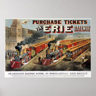 De Amerikaanse spoorwegscène in Hornellsville Poster
