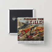 De Amerikaanse spoorwegscène in Hornellsville Vierkante Button 5,1 Cm (Voorkant /achterkant)