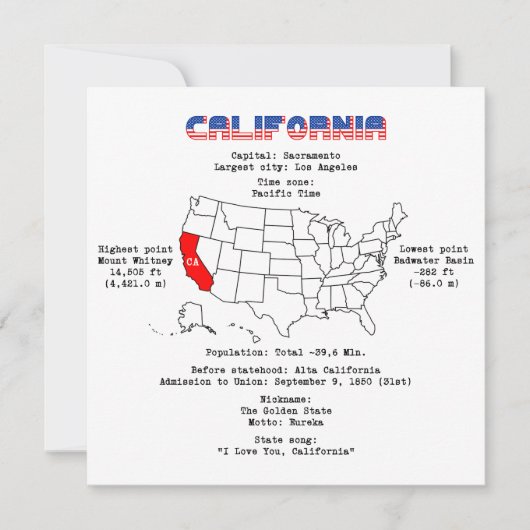 De Amerikaanse staat Californië op een kaart en nu (Voorkant)