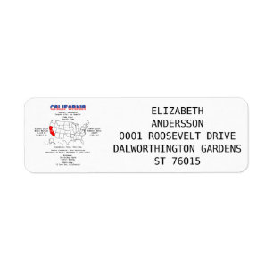 De Amerikaanse staat Californië op een kaart en nu Etiket