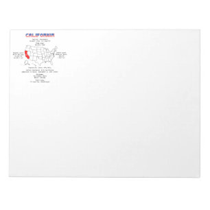 De Amerikaanse staat Californië op een kaart en nu Notitieblok