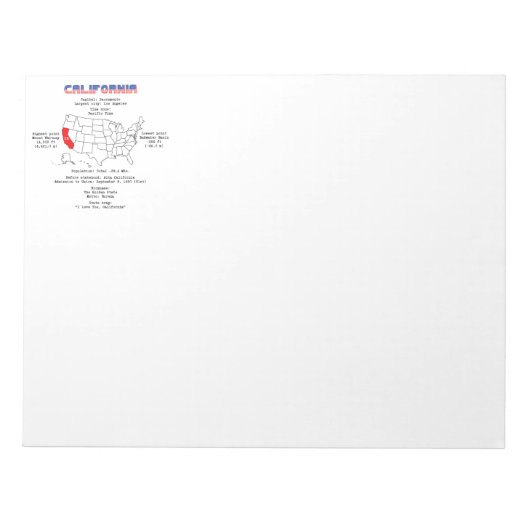 De Amerikaanse staat Californië op een kaart en nu Notitieblok (Voorkant)