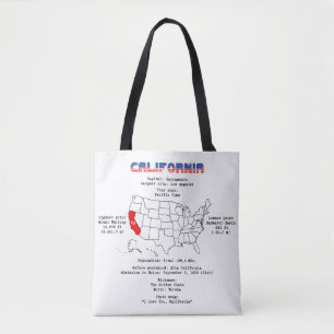 De Amerikaanse staat Californië op een kaart en nu Tote Bag