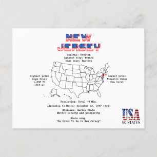 De Amerikaanse staat New Jersey op een kaart en nu