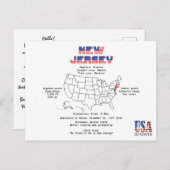 De Amerikaanse staat New Jersey op een kaart en nu (Voorkant / Achterkant)