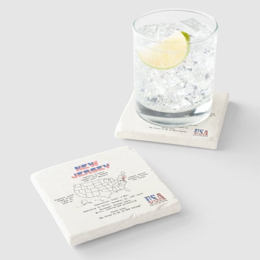 De Amerikaanse staat New Jersey op een kaart en nu Stenen Onderzetter (Zijkant)