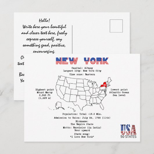 De Amerikaanse staat New York op een kaart en nutt (Voorkant / Achterkant)