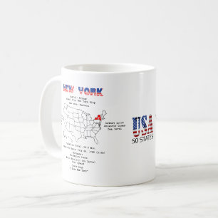 De Amerikaanse staat New York op een kaart en nutt Koffiemok