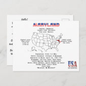 De Amerikaanse staat van Maryland op een kaart en (Voorkant / Achterkant)