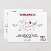 De Amerikaanse staat van Wisconsin op een kaart en (Voorkant / Achterkant)