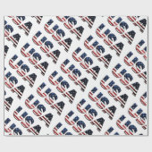 De Amerikaanse tekst blauw en rode glitters spatte Cadeaupapier (Vlak)