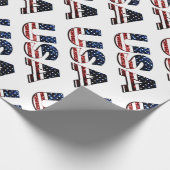 De Amerikaanse tekst blauw en rode glitters spatte Cadeaupapier (Hoek)