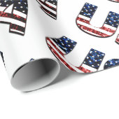 De Amerikaanse tekst blauw en rode glitters spatte Cadeaupapier (Rol Hoek)