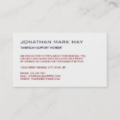 De Amerikaanse vlag, Amerikaans Visitekaartje (Achterkant)