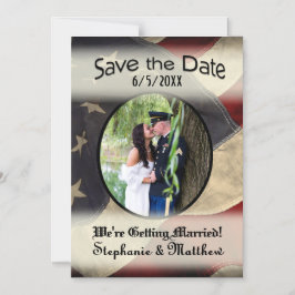 De Amerikaanse vlag bewaart de Datum met Foto Magnetische Uitnodiging