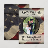 De Amerikaanse vlag bewaart de Datum met Foto Save The Date (Voorkant / Achterkant)