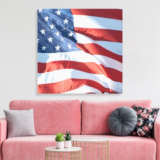 De Amerikaanse vlag - een patriottische fijne kuns Canvas Afdruk (Insitu (Woonkamer))