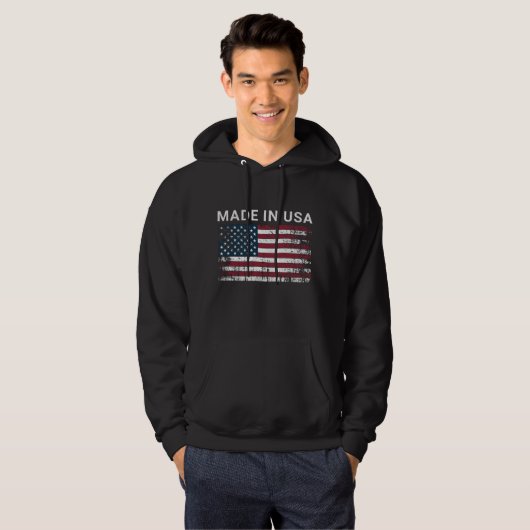 De Amerikaanse vlag gemaakt in de VS  verontrust Hoodie (Voorkant volledig)