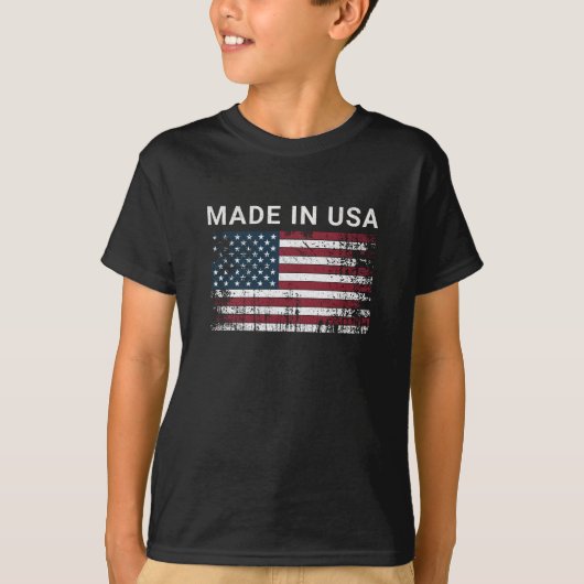 De Amerikaanse vlag gemaakt in de VS  verontrust T-shirt (Voorkant)