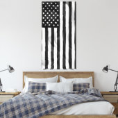 De Amerikaanse vlag in zwart-wit Canvas Afdruk (Insitu (Slaapkamer))