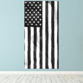 De Amerikaanse vlag in zwart-wit Canvas Afdruk (Insitu (Houten vloer))