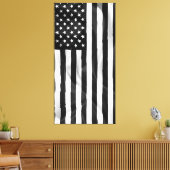 De Amerikaanse vlag in zwart-wit Canvas Afdruk (Insitu (Woonkamer))