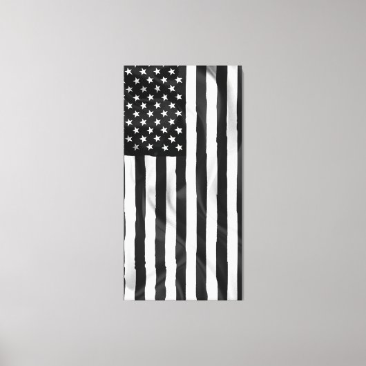 De Amerikaanse vlag in zwart-wit Canvas Afdruk (Voorkant)