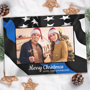 De Amerikaanse vlag met de blauwe lijn voor de pol Feestdagenkaart