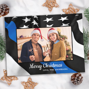 De Amerikaanse vlag met de blauwe lijn voor de pol Feestdagenkaart